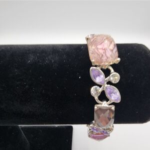Napier silver & purple rhinestone bracelet
